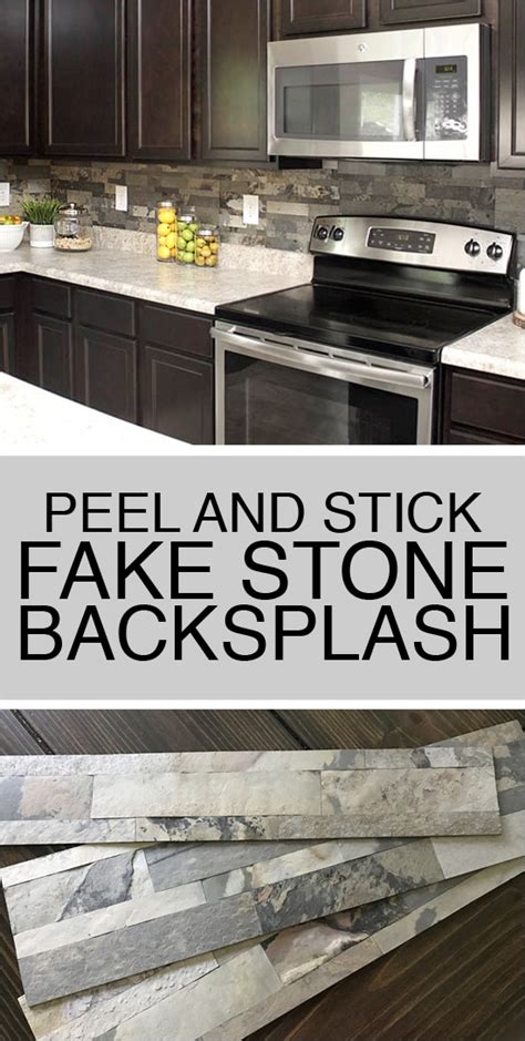 Natural stacked stone backsplash tiles for kitchens and bathrooms. Faux Stone Kitchen Backsplash - How to Nest for Less™