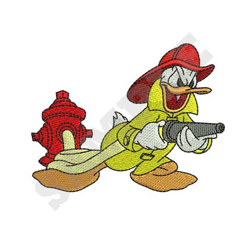 Donald Duck Firefighter Machine Embroidery Design Etsy
