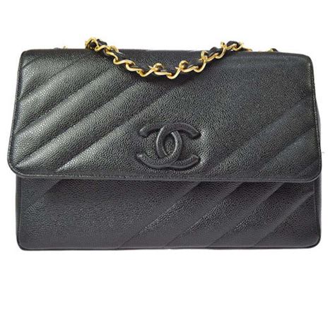 Chanel Rare Black Leather Chevron Jumbo Gold Evening Shoulder Flap Bag