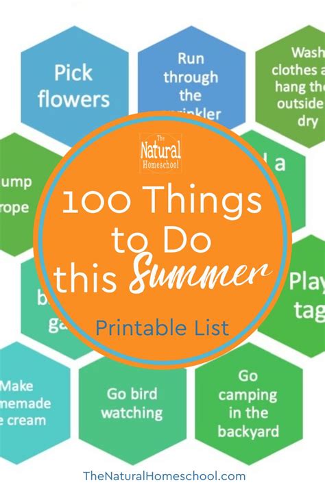 100 Things To Do This Summer Printable List The Natural Homeschool Shop