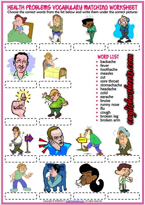 Resultado De Imagen De Vocabulary About Illnesses Pdf Worksheets For