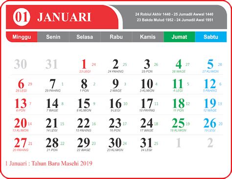 Kalendar kuda malaysia bulan disember (12) tahun 2020. Download Kalender 2019 Jawa PNG Full HD Lengkap