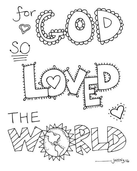 Bible Verse Coloring Page For God So Loved The World John 316