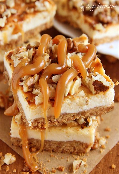 Most cheesecakes made in the united states and canada are made with a cream cheese base, giving traditional american cheesecake its rich and creamy texture. Caramel Pecan Cheesecake Bars Recipe - Sugar Apron