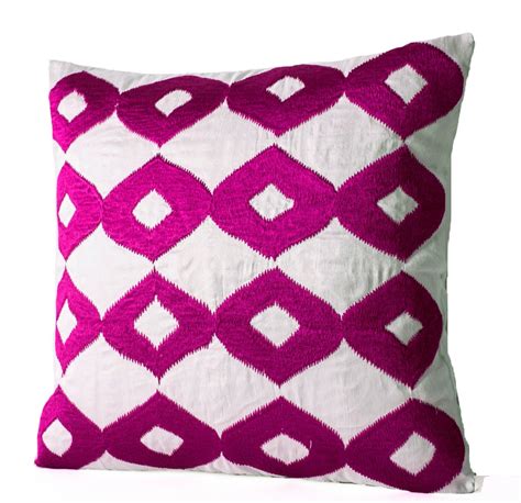 Decorative Throw Pillow Hot Pink Pillows White Silk Fuchsia