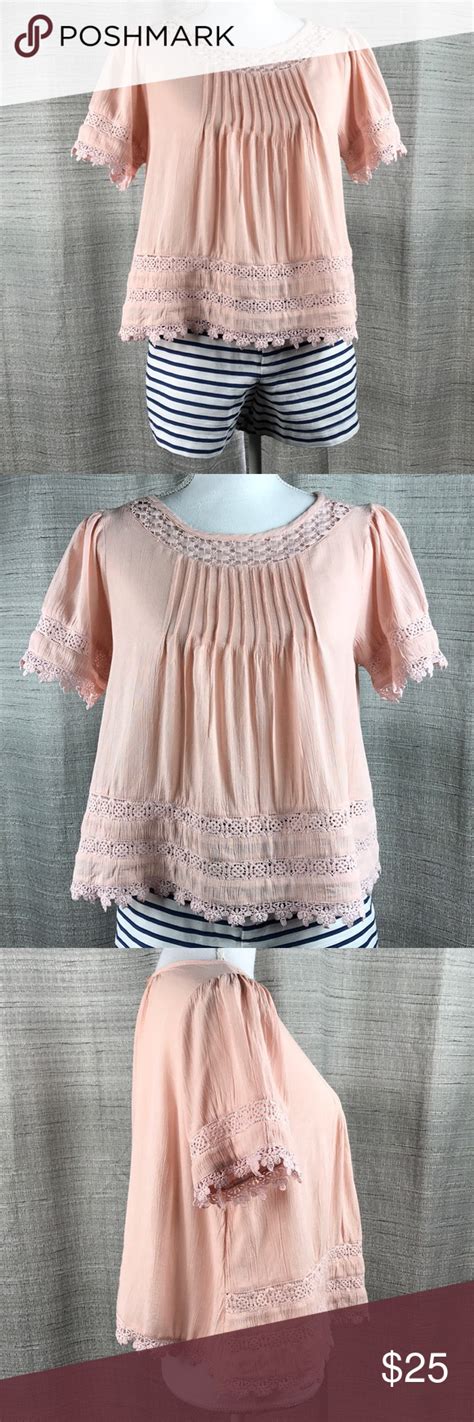Frenchi Blush Pink Top The Perfect Spring Pink With Crocheted Collar