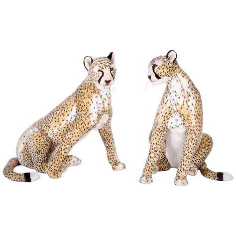 Teddy gray hare in a sweater and butterfly, handmade plush rabbit, funny bunny. Pair of Life Size Cheetah Stuffed Animals at 1stDibs