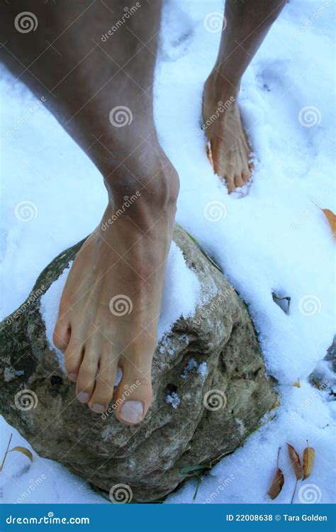 Bare Feet In Snow Stock Photo Image Of Winter Rock 22008638