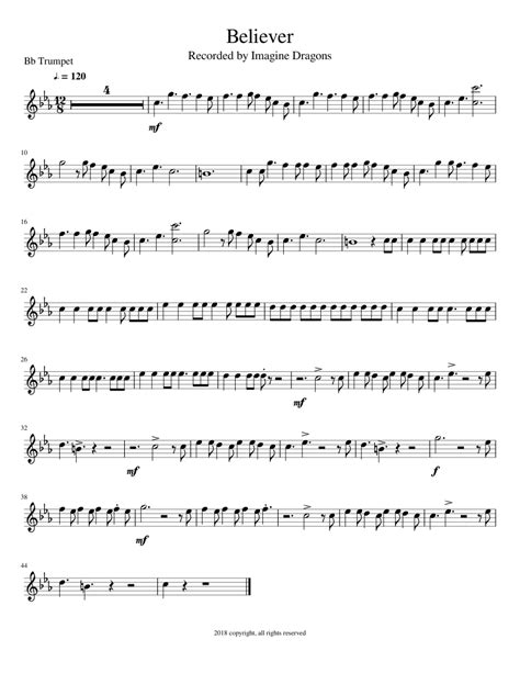 Believer Trumpet Sheet Music For Trumpet Download Free In Pdf Or Midi