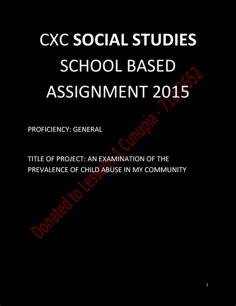 Social Studies Sba Sample Cxc Social Studies School Based Assignment