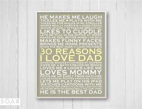 30 Reasons I Love Dad Personalized T For Dad 8x10