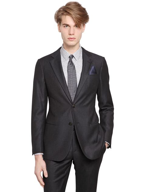 Lyst Giorgio Armani Soho Wool And Silk Pinstripe Suit In Blue For Men