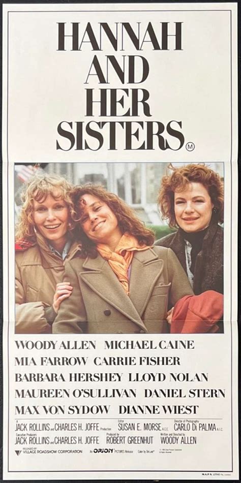 All About Movies Hannah And Her Sisters Poster Daybill Original 1986 Woody Allen
