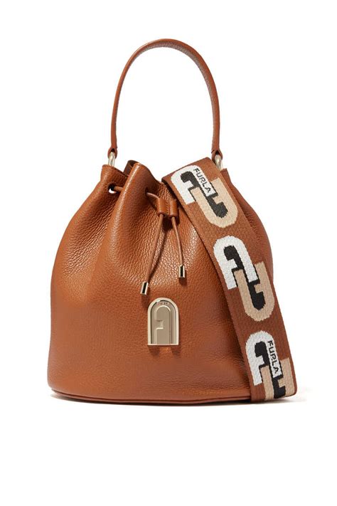 Buy Brown Furla Sleek Small Leather Bucket Bag Womens For Aed 70000