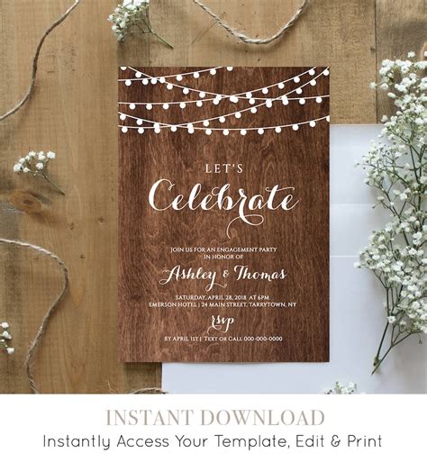 Engagement Party Invitation Template Printable Engagement Etsy