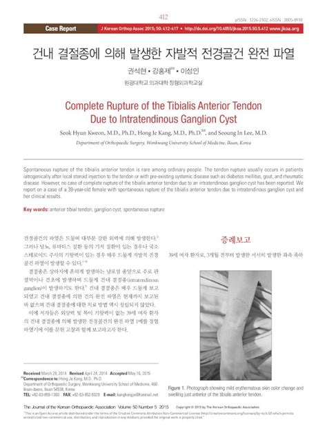 PDF Complete Rupture Of The Tibialis Anterior Tendon Due To Disease