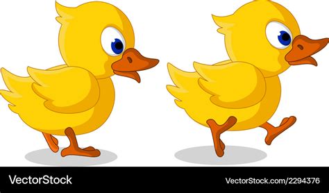 Cute Two Baby Duck Cartoon Walking Royalty Free Vector Image