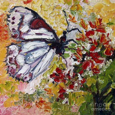 White Butterfly Impressionist Oil Painting Painting By