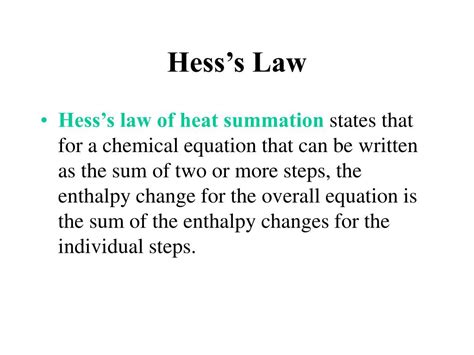Using hess's law and standard heats of formation to determine the enthalpy change for reactions. PPT - Hess's Law PowerPoint Presentation - ID:456765