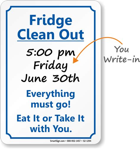 Fridge Clean Out Etiquette Sign Sku S2 1294