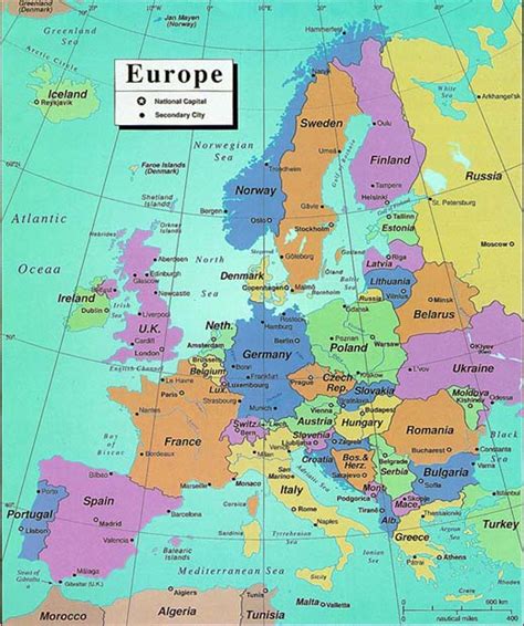Map Of Europe With Capitals Topographic Map Of Usa With States