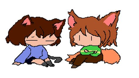 Pixilart Chara Fox And Frisk Cat By Starlover