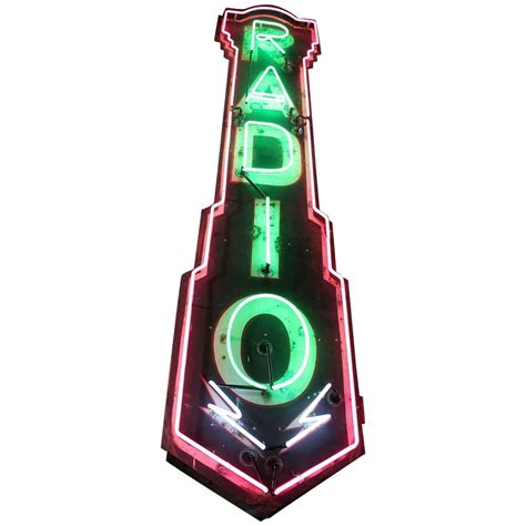 Art Deco Double Sided Neon Sign Radio At 1stdibs