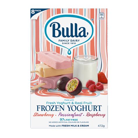 Bulla Frozen Yoghurt Strawberry Passionfruit Raspberry 8 Pack Bulla