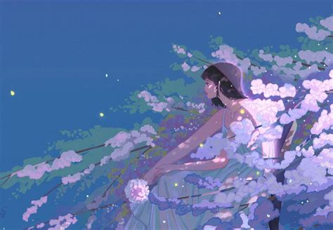 花语系列插画morncolour插画师作品涂鸦王国 Desktop Wallpaper Art Anime