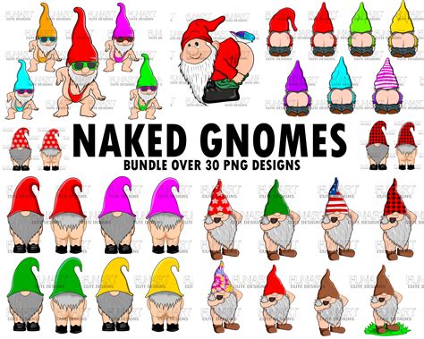 Naked Gnomes Clipart Bundle Png Files Funny Gnome Designs Png Etsy Canada