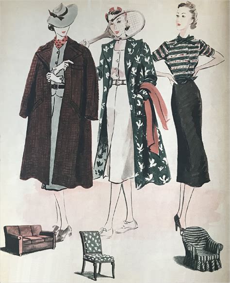 Digital Vintage Fashion Sketches 1940s Illustrations Junk Etsy
