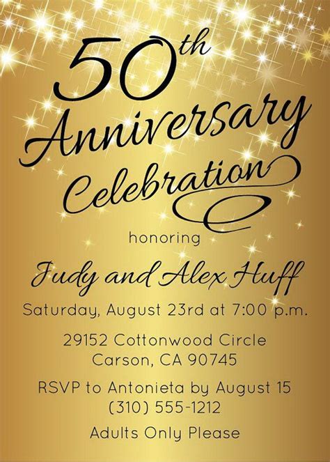 50th Anniversary Invitation Golden Invite Instant Download