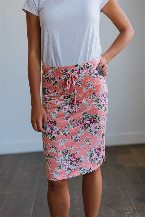 Stella Drawstring Skirt In Coral Floral Skirts Floral Summer Skirts