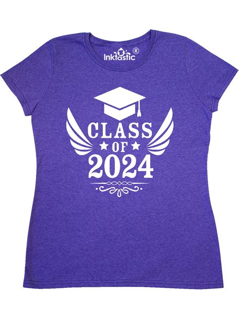 Inktastic Class Of 2024 With Graduation Cap And Wings Womens T Shirt