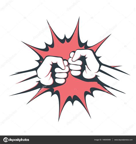 Two Fists Bumping Together Vector Illustration Two Hands With Fists ⬇