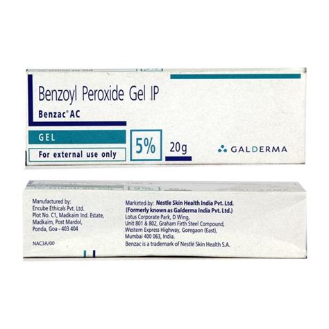 Galderma Benzac Ac 5 Cream Packaging Size 20gm Dose 5 Mg Rs 181 Pack Id 21931123591