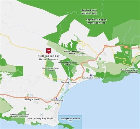 Map Of Plettenberg Bay Game Reserve South Africa Nature Reserves