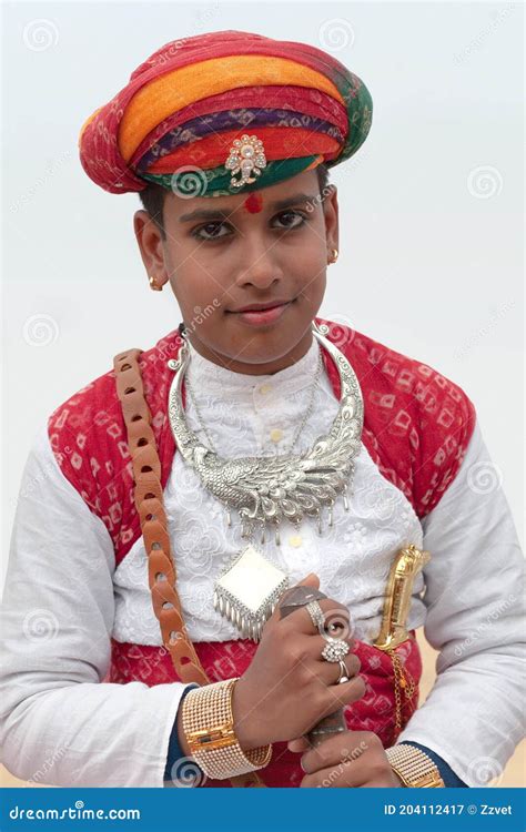 Indian Boy In Traditional Rajasthani Clothes Rajasthan India