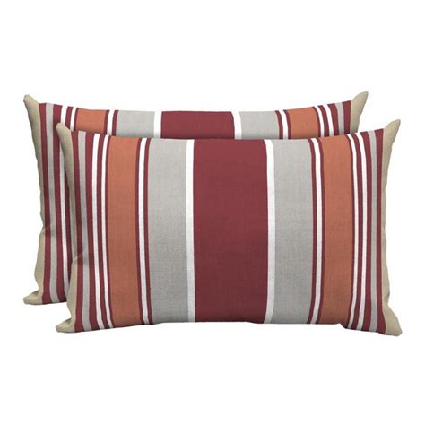 2 Pack Striped Red Rectangular Lumbar Pillow In The Outdoor Decorative