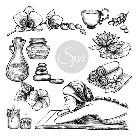 Massage Logo Massage Quotes Care Symbol Stone Massage Spa Treatments Portrait Drawing