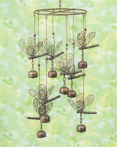 Hanging Dragonflies Mobile Copper Colored Wind Chime Etsy
