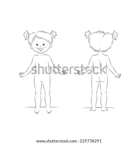 Sketch Cute Standing Naked Girl Body Stock Vector Shutterstock