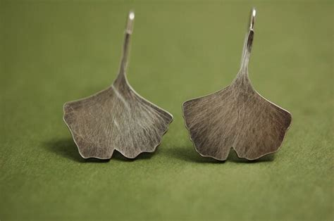 Items Similar To Sterling Silver Ginkgo Leaf Earrings Etched