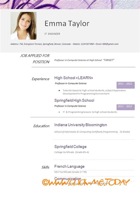 Free curriculum vitae (cv) templates for microsoft word. simple cv template word doc | Kambin