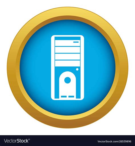 Computer System Unit Icon Blue Isolated Royalty Free Vector