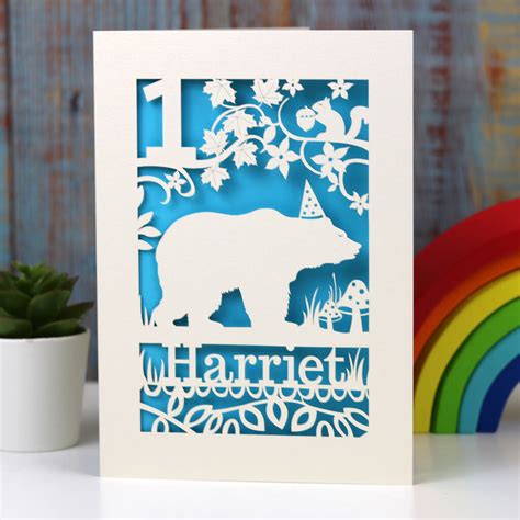 Personalised Papercut Bear Birthday Card By Pogofandango