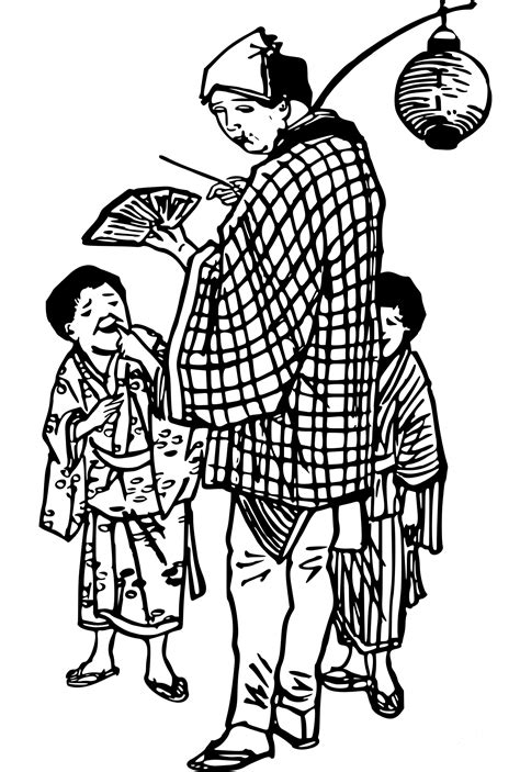 Vintage Japanese Pamphlet Seller Coloring Page Colouringpages