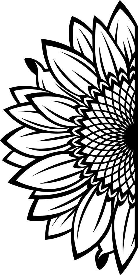 Split Sunflower For Design Svg File Half Flower Png Clipart Etsy