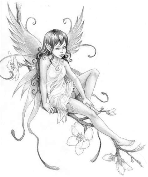 A Drawing Of A Fairy Sitting On Top Of A Flower