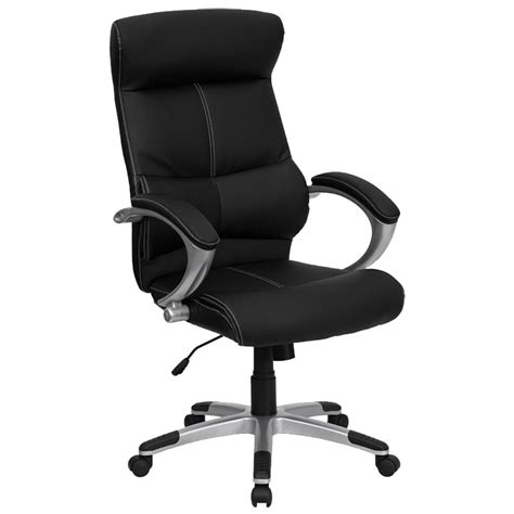 In many circumstances, a commercial lumbar back support is not necessary and a rolled up towel or small pillow may serve this function well. High-Back Black Leather Contemporary Executive Office ...